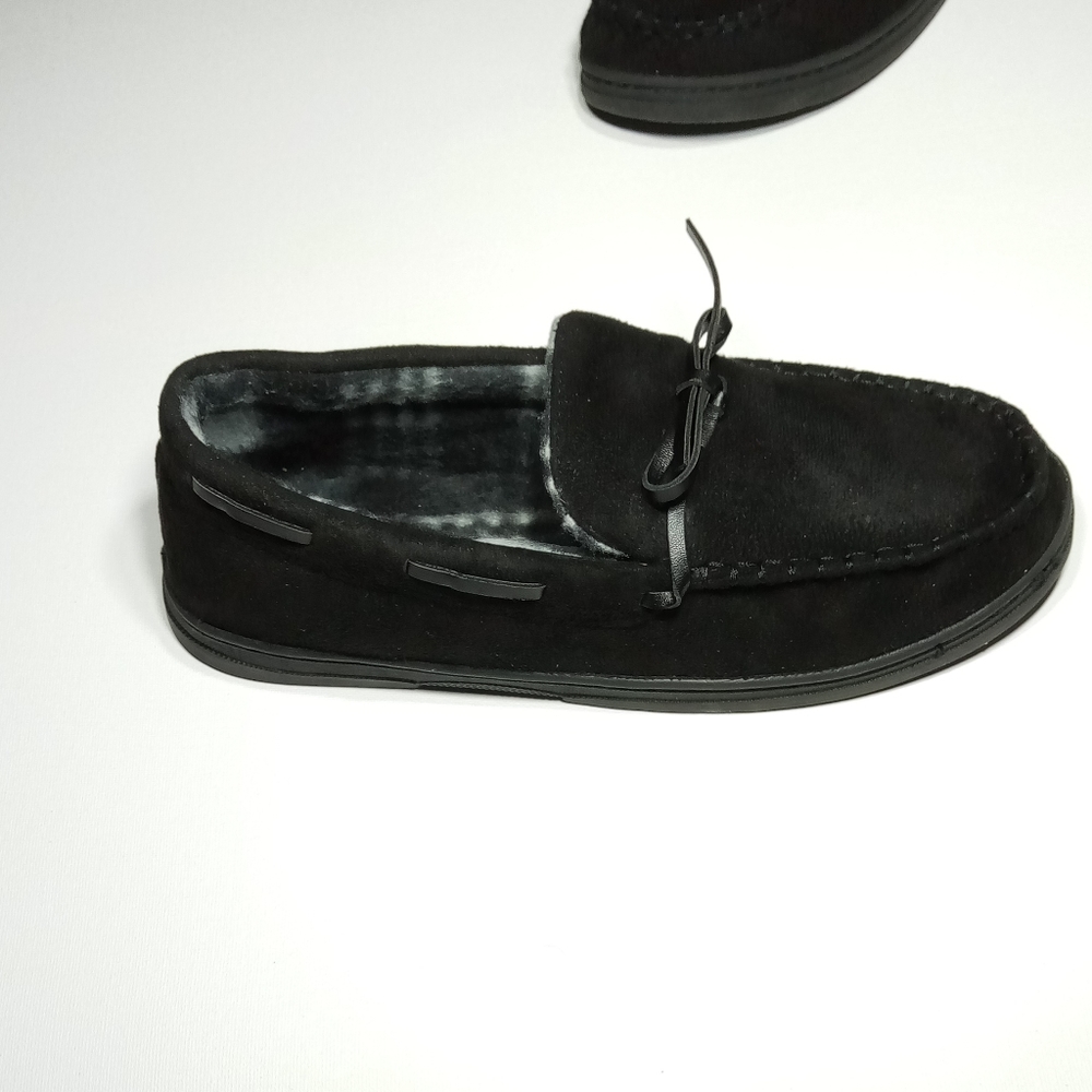 Gold Toe Men's Carter Faux Suede Slip On Moccasin Black Slippers Sz Medium (8-9) - Picture 4 of 8